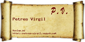 Petres Virgil névjegykártya
